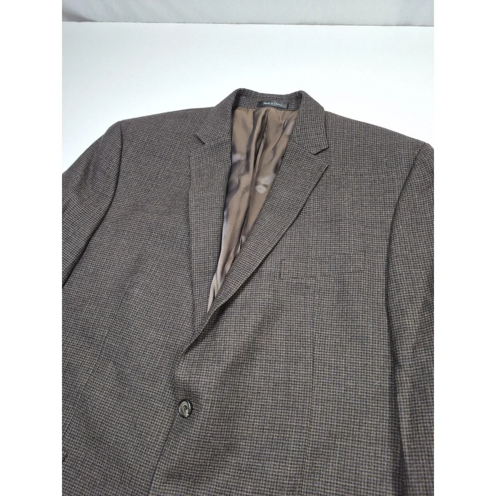 Lauren Ralph Lauren Blazer Mens 46R Brown Wool Houndstooth Tweed Sport Coat